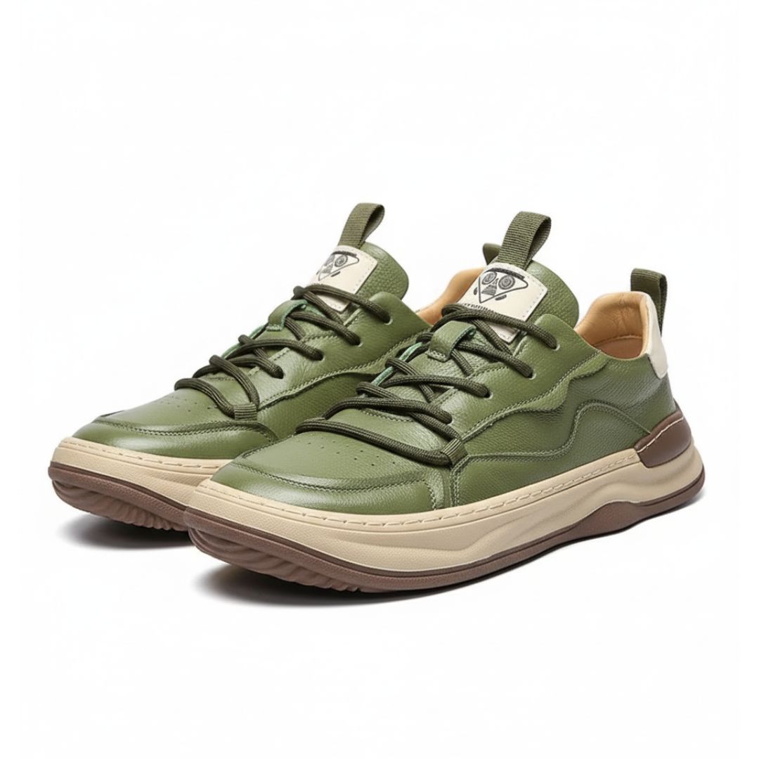 Premium Echtleder Sneaker „Italiana“ in Grün | Schuh Galaxy